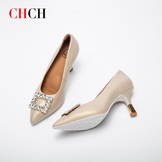 CHCH平衡鞋专柜同款时尚优雅气质款水钻方扣高跟鞋女鞋CN1B5432 商品图3