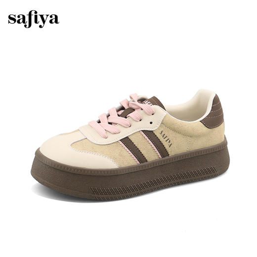 Safiya/索菲娅2024秋学院风复古拼色透气百搭轻便休闲厚底德训鞋 SF43112113 商品图11