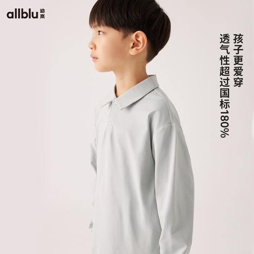 【秋Vol.1】幼岚童装「宣纸速干」加厚版POLO领长袖T恤24秋季新款儿童T恤ZY 商品图1