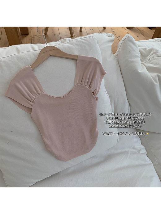 金蘑菇菇 见习爱神 版型t /  修身显瘦凉感针织t恤设计感上衣 商品图2