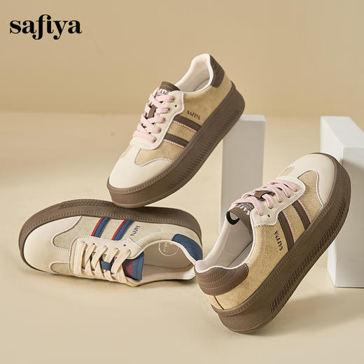 Safiya/索菲娅2024秋学院风复古拼色透气百搭轻便休闲厚底德训鞋 SF43112113 商品图8