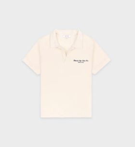 Sporty & Rich - Hotel du Cap Cursive Terry Polo - Cream - 女装 - Polo衫 - 奶油色