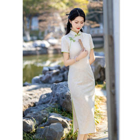 素雅时尚长款少女款蕾丝旗袍2024夏季新款改良中式年轻日常旗袍SYK281770