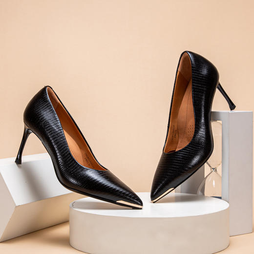 CHCH平衡鞋舒适羊皮尖头女式气质细高跟女鞋CN1B5131 商品图1