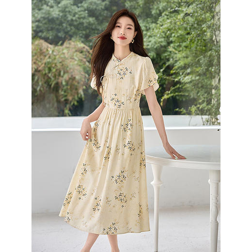 【专属特价】熙世界新中式印花连衣裙2025夏装新款高端精致国风改良旗袍裙子 商品图1
