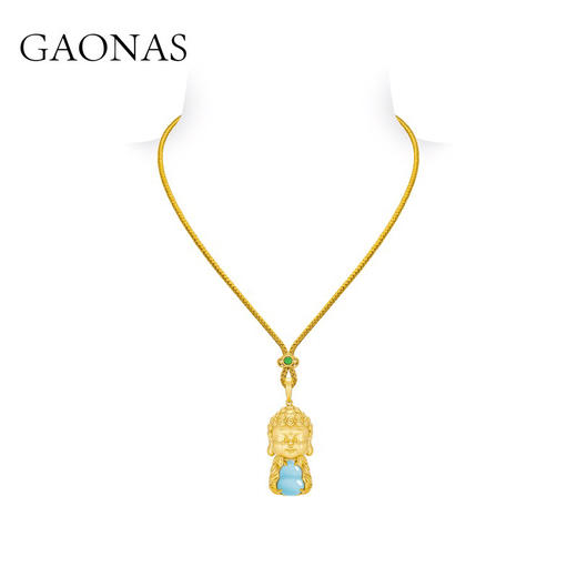 非金属合成锆石项链 佛抱葫芦 国风设计独特时尚金色项链10609XGO 商品图0