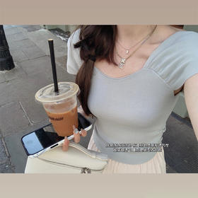 金蘑菇菇 见习爱神 版型t /  修身显瘦凉感针织t恤设计感上衣