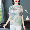 SMZ18516国风印花小衫女士夏季2024新款中老年妈妈宽松遮肚子套头休闲上衣 商品缩略图3