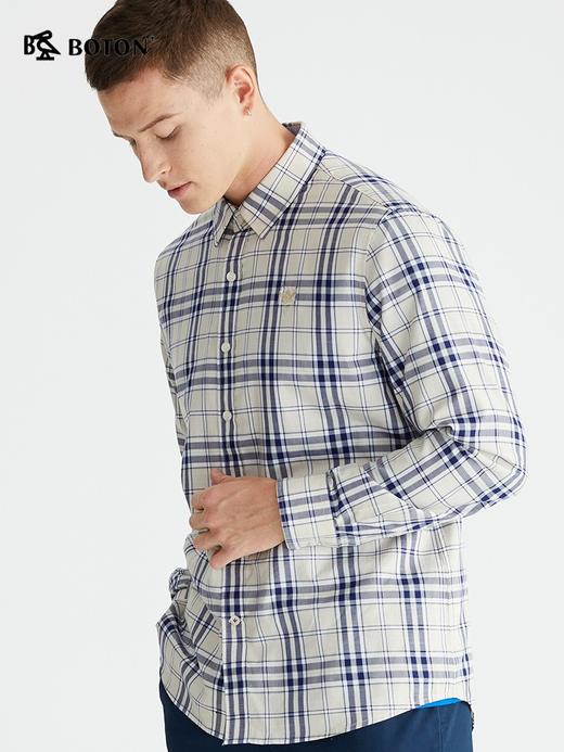 波顿格子长袖衬衫男士春季百搭格纹帅气高端高级感纯棉衬衣MS656122 商品图5