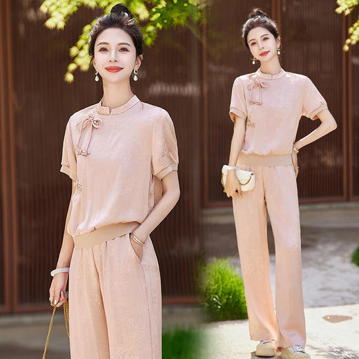 新中式阔腿裤套装夏季2024年新款高级感显瘦流行休闲盘扣两件套YLFS8897 商品图2