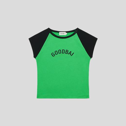 GOODBAI logo印花撞色插肩正肩收身飞袖T恤 商品图3