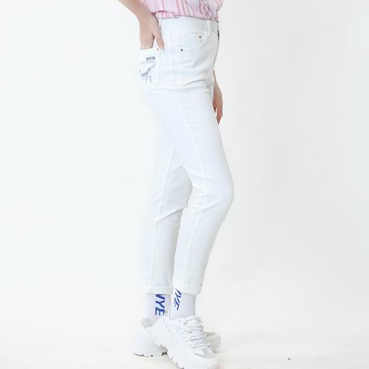 波顿白色休闲裤女纯色显瘦高端长裤子LE228120 商品图2