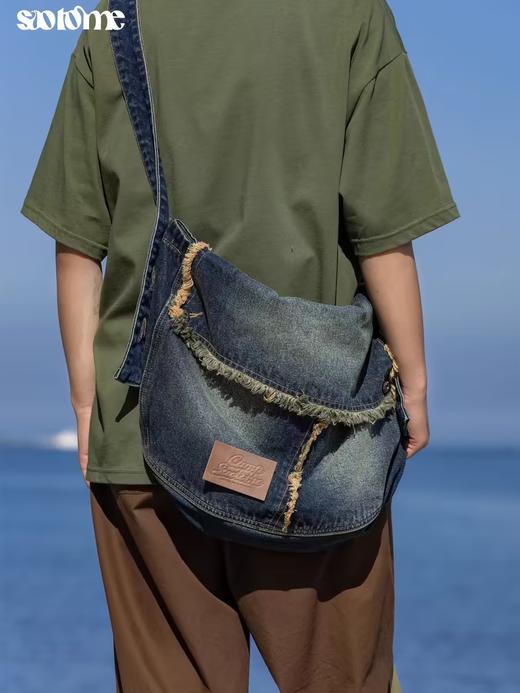 早乙女惠子saotome/STMBB242085/洗毛边牛仔流浪包包挎包 商品图0