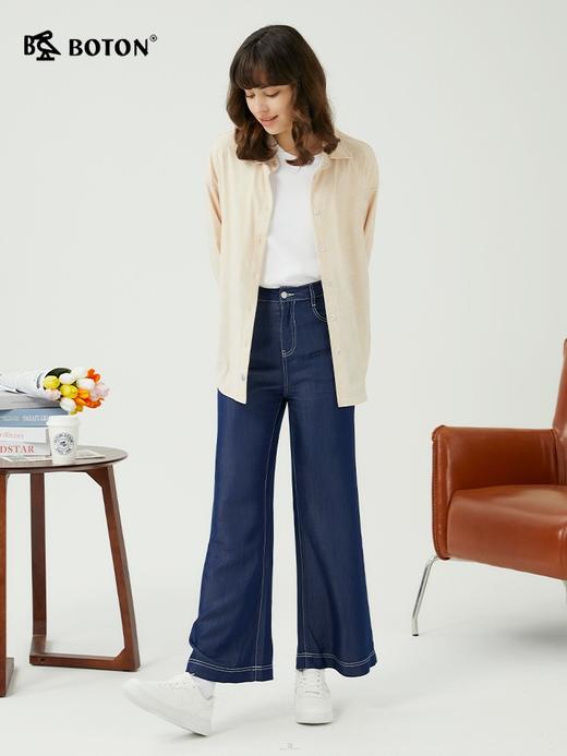 【轻盈防晒】波顿春秋女士杏色老花小众宽松长款衬衫高端LS832123 商品图2