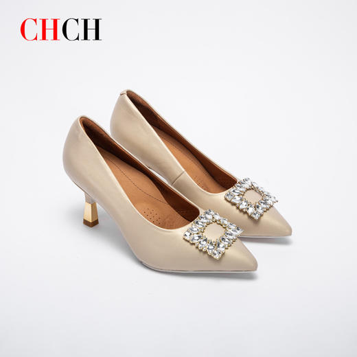 CHCH平衡鞋专柜同款时尚优雅气质款水钻方扣高跟鞋女鞋CN1B5432 商品图4
