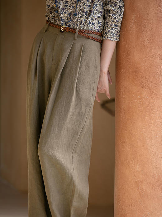 牧衣游原创 净色汉麻裤子女夏新款质朴禅意宽松百搭休闲裤 行云里 商品图0