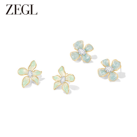 ZEGL设计师花花耳妆盘系列多巴胺耳钉女花朵耳环高级感紫色耳饰品 商品图6
