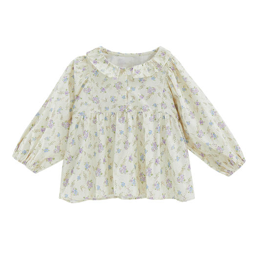 笛莎 Deesha 童装女童衬衫2024秋季新款松紧丁香花翻领衬衫 商品图1