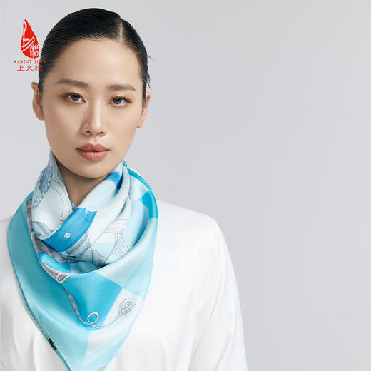 SAINTJOY/上久楷真丝方巾 双面印花真丝方巾  西域战马 FJS24025 商品图6