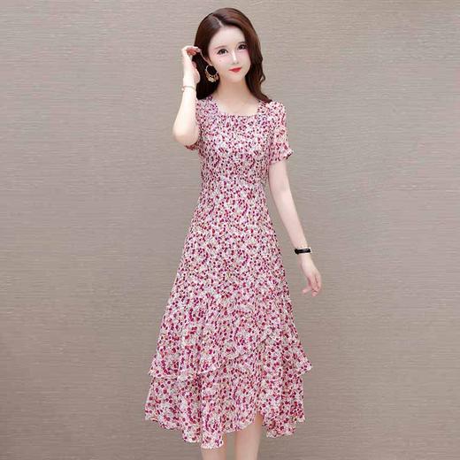 红花气质碎花拼结不对称A字裙QYM-LRX-RC1061-1-Y 商品图0