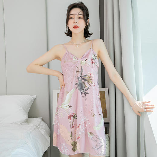 「数款可选！森系小清新」夏季新款吊带睡裙女 甜美少女棉绸睡衣裙子 商品图3
