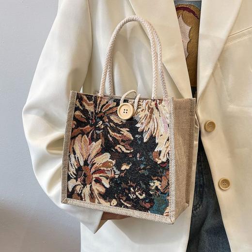 学生包包韩版手提包新款包女时尚日系亚麻版ins饭盒帆布便当 商品图5