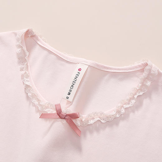 下架 芬腾睡裙女士夏季薄款可爱短袖睡衣女款公主风宽松休闲家居服中裙 商品图2