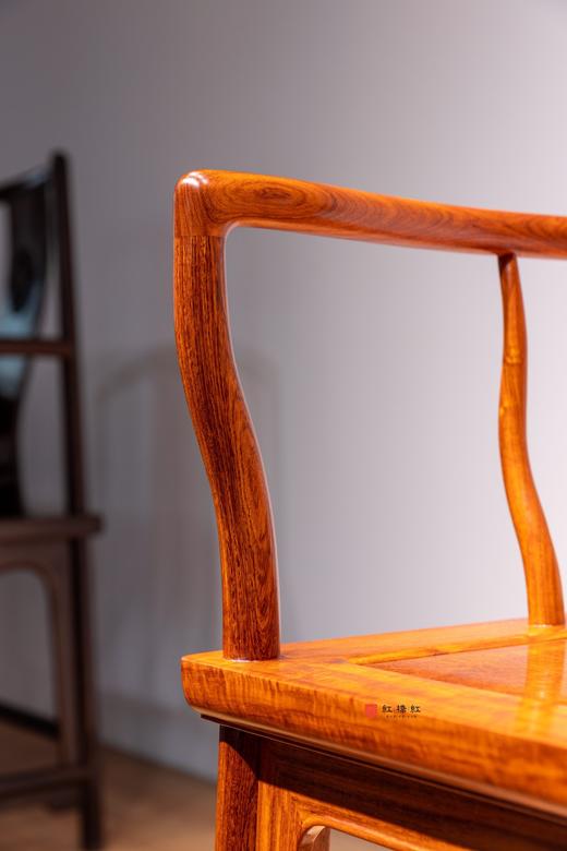 红桥红  家具严选  缅甸花梨（大果紫檀）【高靠背 S背素官帽椅】 商品图4