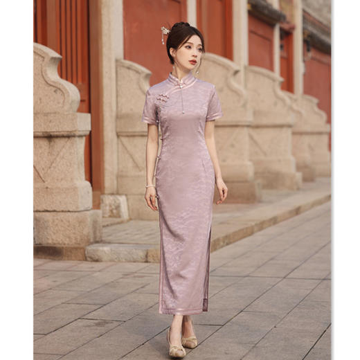 2024夏新款复古国风水印提花宴会传统民族风长款旗袍SYK22302 商品图0