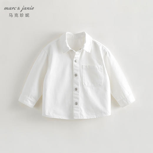 马克珍妮秋装新款 男童笑脸口袋全棉牛仔衬衫 儿童衬衣231616 商品图2