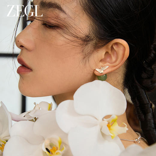 ZEGL设计师东方花影系列独特耳钉女轻奢高级感耳环大气气质耳饰品 商品图4