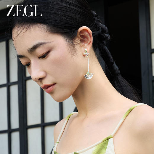 ZEGL设计师风影声声系列蜻蜓耳环女配旗袍耳坠新中式耳钉气质耳饰 商品图2