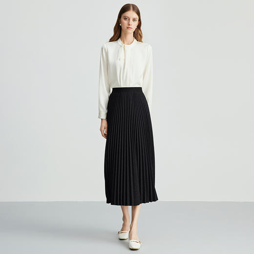 EITIE爱特爱星空细闪松紧腰高腰百褶长款优雅半身裙秋季新款C2406414 商品图1