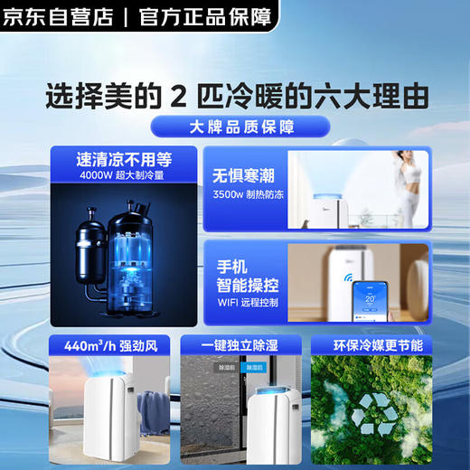 美的（Midea）移动空调2匹冷暖 一体机空调无外机免安装立式空调 家用出租屋办公室WIFI智能操控 KYR-40/N1Y-PD7 商品图2