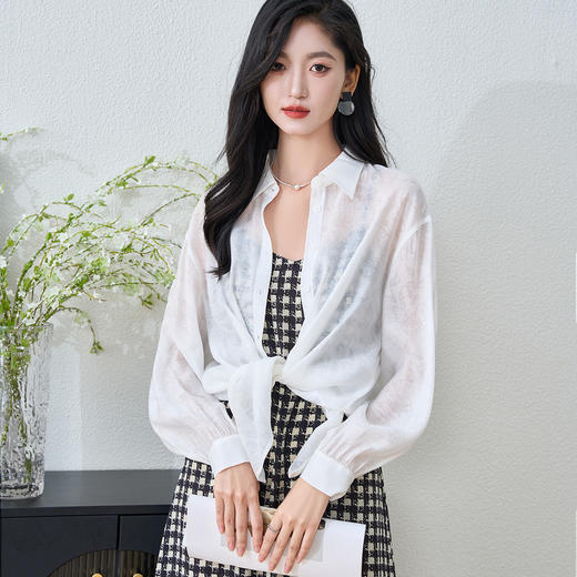 米思阳2026春季新款时尚宽松衬衫休闲百搭透气Polo领上衣女3115 商品图1