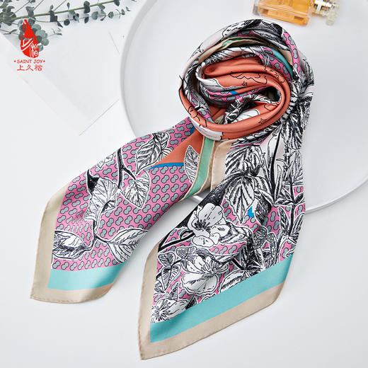 SAINTJOY/上久楷真丝方巾 双面印花真丝方巾  丽芙岭山 FJS24026 商品图6