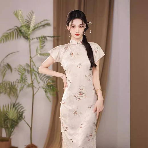 古法全开襟提花缎旗袍连衣裙YG2445 商品图3