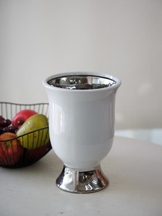 高脚电镀白花瓶（仅花瓶） 商品图2