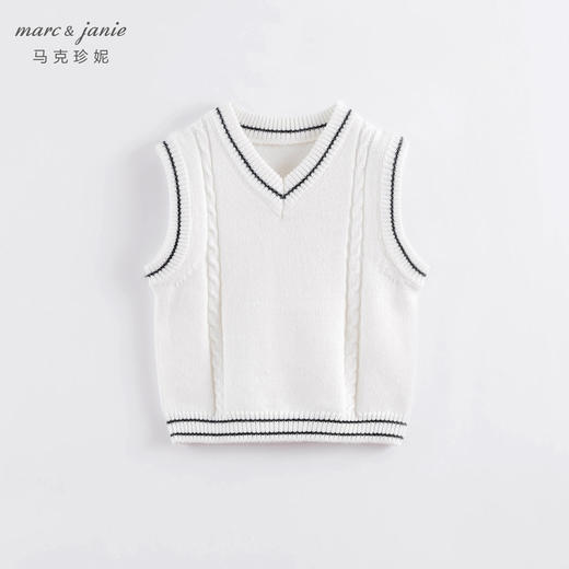 【打折】马克珍妮春装 男女童学院风V领针织马甲221502 商品图2