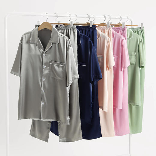 芬腾冰丝睡衣女士夏季薄款短袖长裤套装夏天休闲凉感仿真丝家居服 商品图0