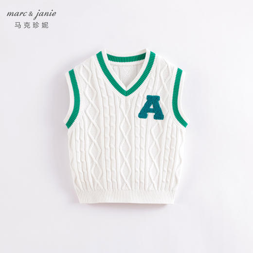 马克珍妮春装新款 男童学院风撞色V领针织马甲230085 商品图2