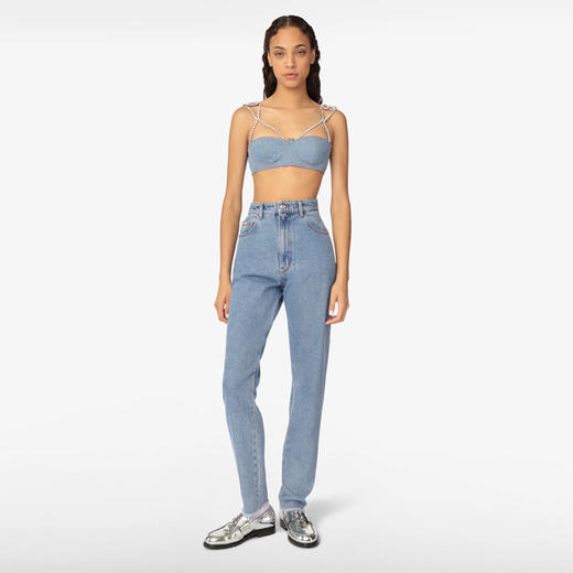 GCDS 女士颈链式休闲牛仔裤 浅蓝色 A1OW2900DA075 商品图1