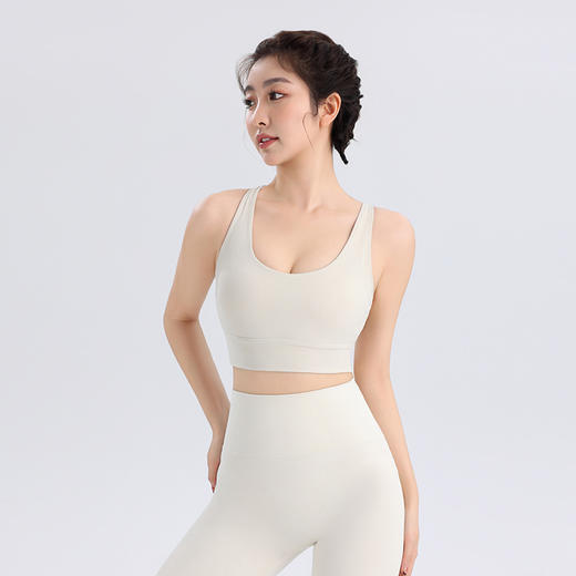 新款高强度防震瑜伽背心一体胸垫细肩带美背健身文胸 QC 000  WX2310 商品图4