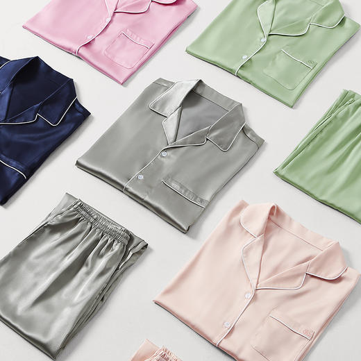 芬腾冰丝睡衣女士夏季薄款短袖长裤套装夏天休闲凉感仿真丝家居服 商品图3