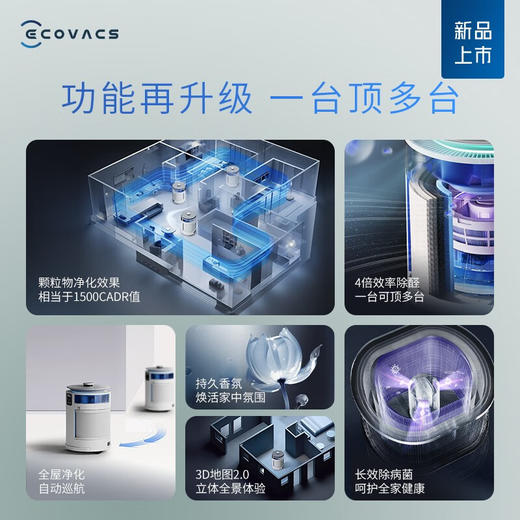 科沃斯新品空气净化机器人Z2除菌除甲醛除过敏原除烟家用空气净化器全屋移动净化 Z2空气净化器 商品图1