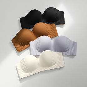 芬腾女抹胸内衣上托光面防滑收副乳文胸性感舒适无肩带无钢圈胸罩