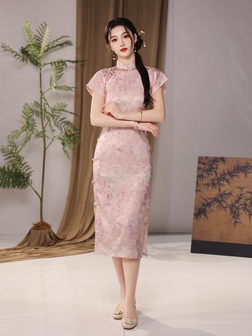古法全开襟提花缎旗袍连衣裙YG2445 商品图0