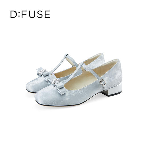D:FUSE迪芙斯2024年秋季新款精致丝绸感印花牛皮蝴蝶结玛丽珍单鞋 DF43111301 商品图4