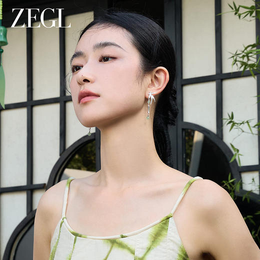 ZEGL设计师款风影声声系列新中式耳环女轻奢大气琉璃耳钉独特耳饰 商品图2