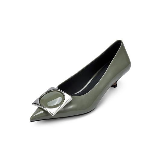 westory春秋季新款时尚优雅单鞋方扣水钻气质百搭小低跟单鞋女W24CE74521 商品图2